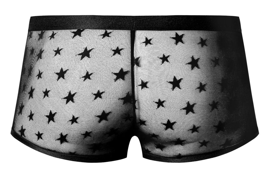Male Power Love Star Short with Ring in Black – men's trunks