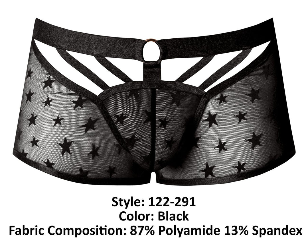 Male Power Love Star Short with Ring in Black – men's trunks