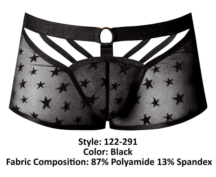 Male Power Love Star Short with Ring in Black – men's trunks