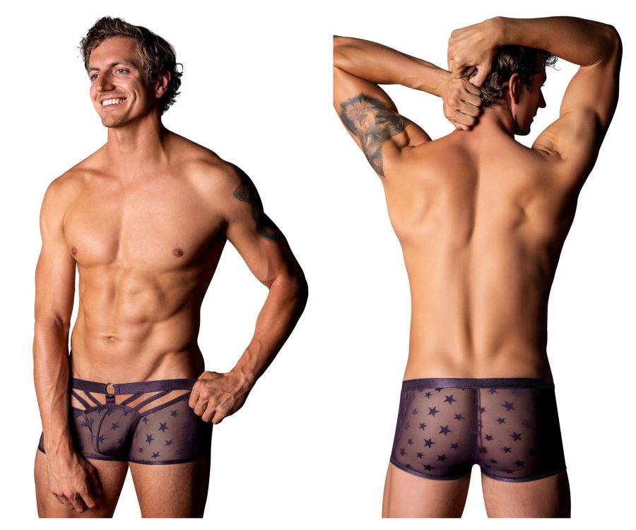 Male Power Love Star Short with Ring in Purple – men's trunks