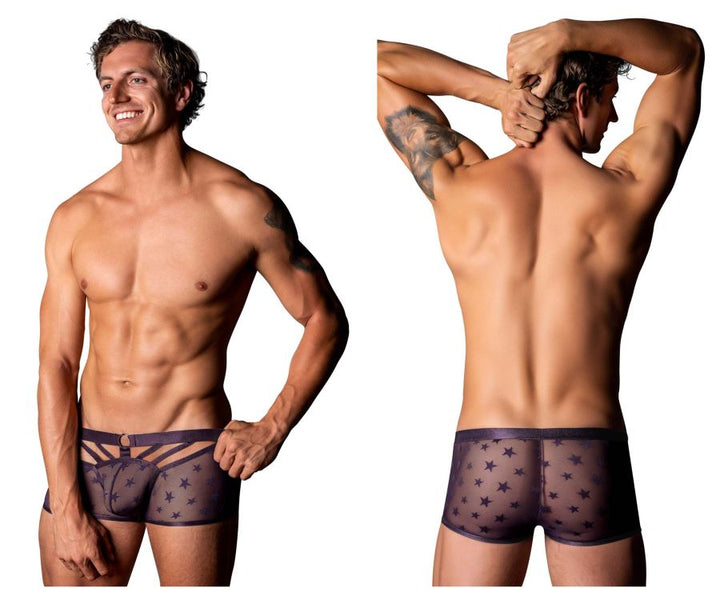Male Power Love Star Short with Ring in Purple – men's trunks