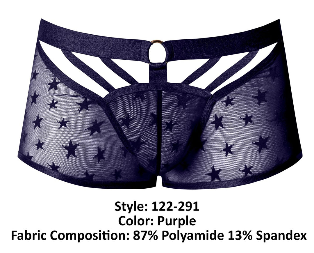 Male Power Love Star Short with Ring in Purple – men's trunks