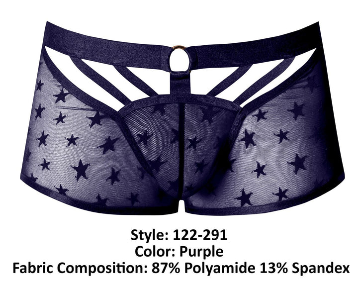 Male Power Love Star Short with Ring in Purple – men's trunks