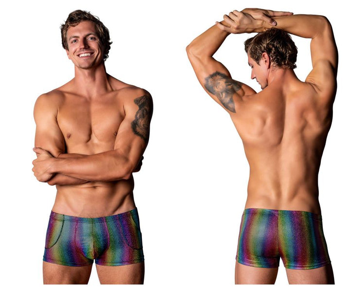 Male Power 132-297 Pack N Play Pocket Short Men's Trunk Underwear in Rainbow – men's trunks