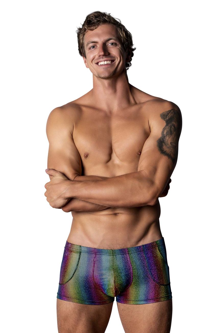 Male Power 132-297 Pack N Play Pocket Short Men's Trunk Underwear in Rainbow – men's trunks