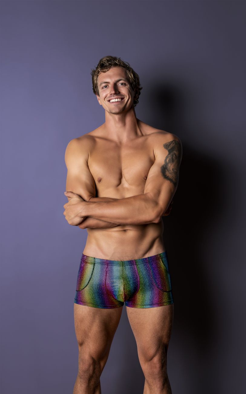 Male Power 132-297 Pack N Play Pocket Short Men's Trunk Underwear in Rainbow – men's trunks