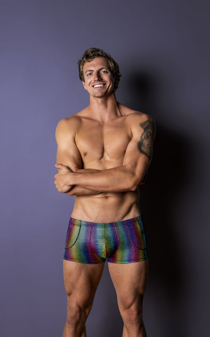 Male Power 132-297 Pack N Play Pocket Short Men's Trunk Underwear in Rainbow – men's trunks