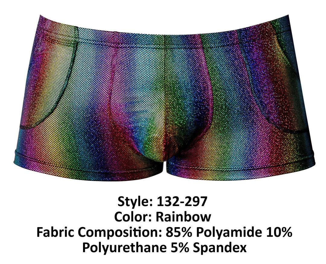 Male Power 132-297 Pack N Play Pocket Short Men's Trunk Underwear in Rainbow – men's trunks