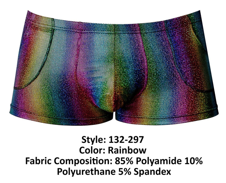 Male Power 132-297 Pack N Play Pocket Short Men's Trunk Underwear in Rainbow – men's trunks