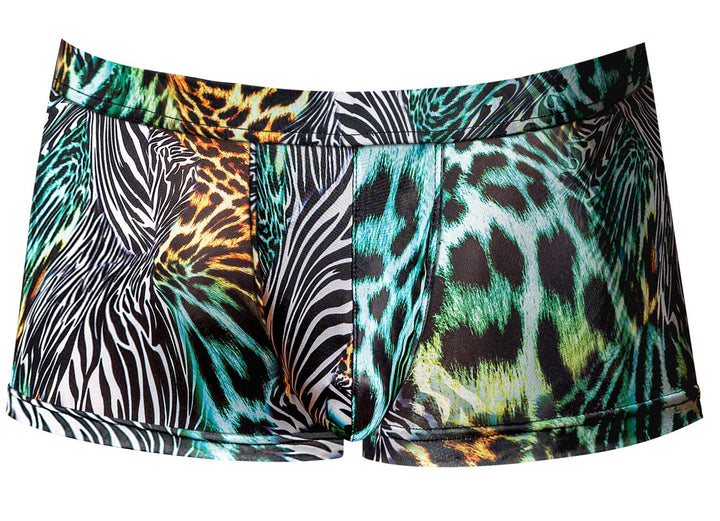 Male Power Go Wild Uplift Mini Short in Multi Animal Print – men's trunks