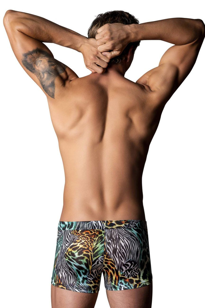 Male Power Go Wild Uplift Mini Short in Multi Animal Print – men's trunks