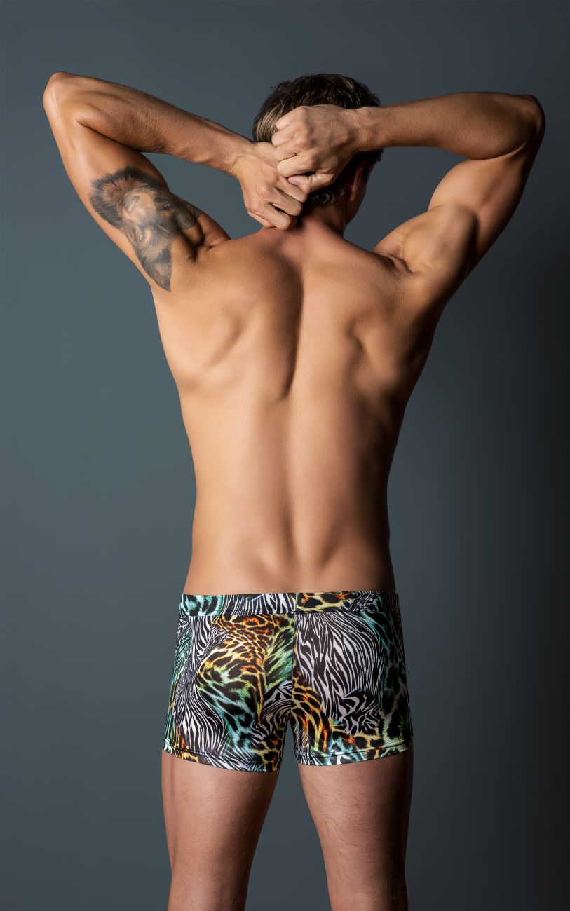 Male Power Go Wild Uplift Mini Short in Multi Animal Print – men's trunks