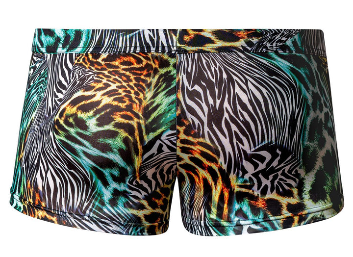 Male Power Go Wild Uplift Mini Short in Multi Animal Print – men's trunks