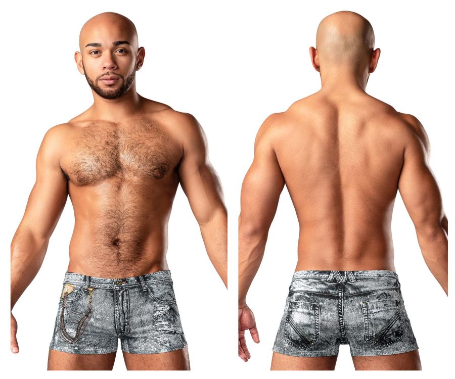 Male Power 145-286 Dirty Denim Mini Short Men's Trunk Underwear in Denim Print – men's trunks