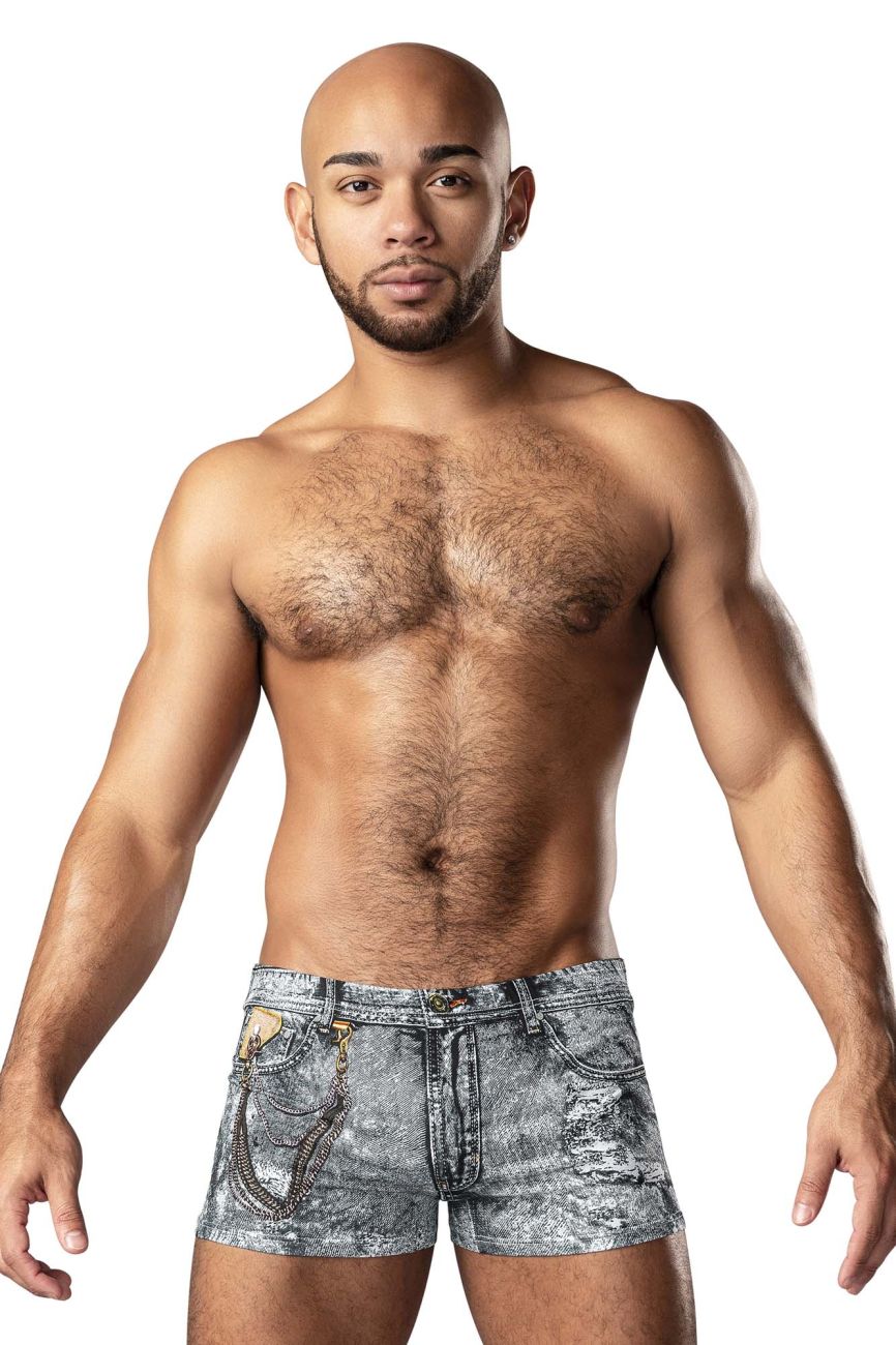Male Power 145-286 Dirty Denim Mini Short Men's Trunk Underwear in Denim Print – men's trunks