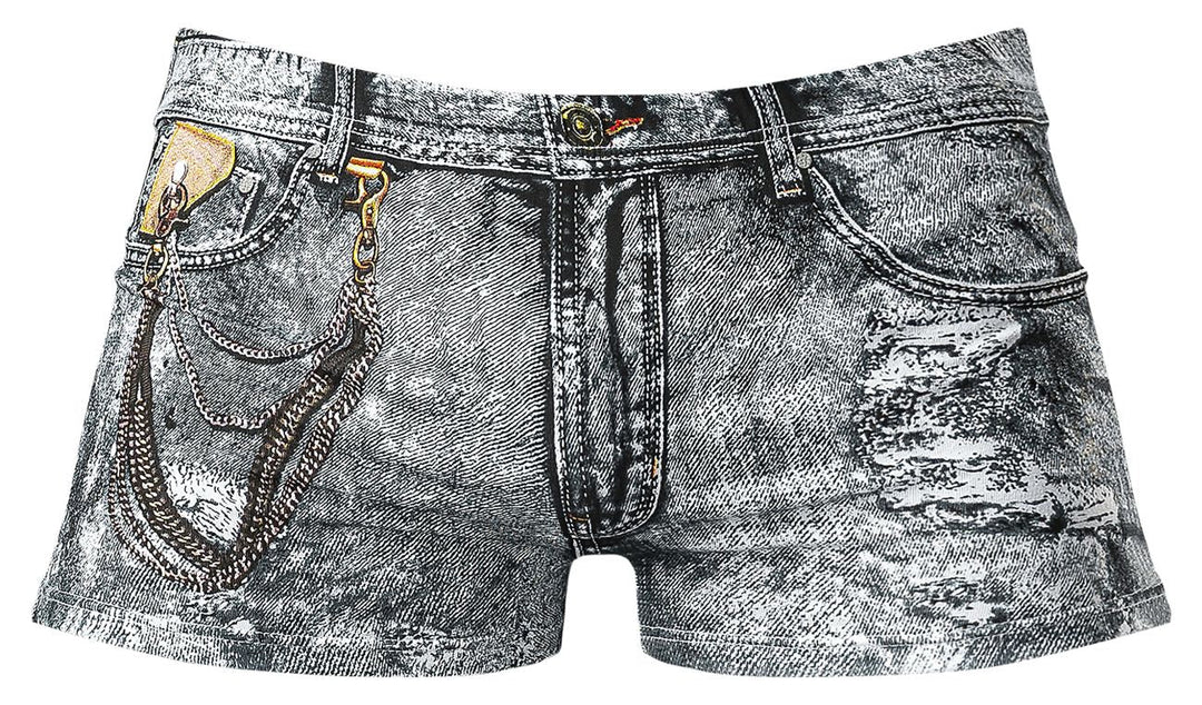 Male Power 145-286 Dirty Denim Mini Short Men's Trunk Underwear in Denim Print – men's trunks