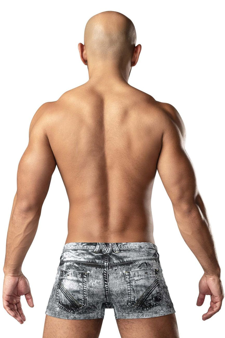 Male Power 145-286 Dirty Denim Mini Short Men's Trunk Underwear in Denim Print – men's trunks