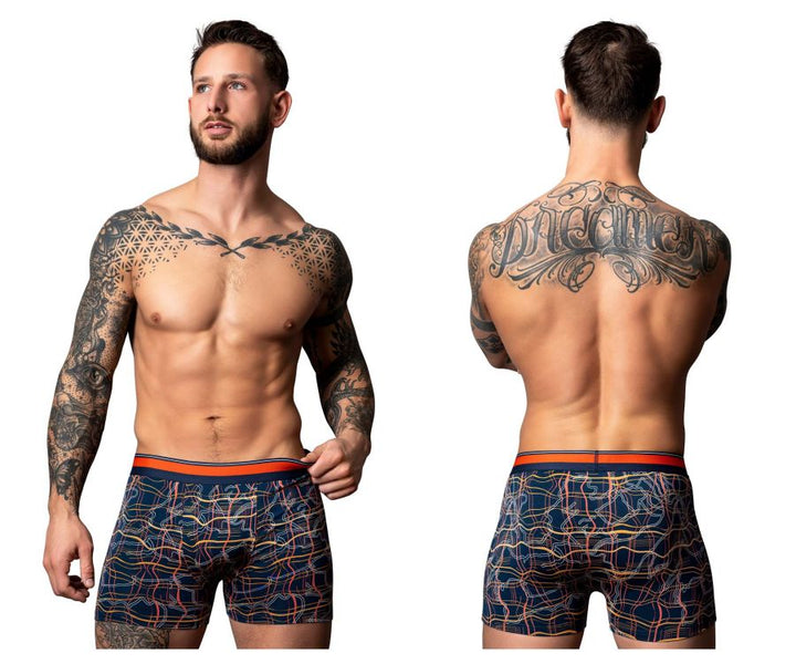 Male Power Soo Cumfy Boxer Brief in Navy/Orange – men's trunks