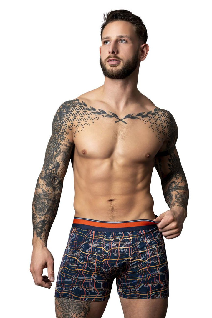 Male Power Soo Cumfy Boxer Brief in Navy/Orange – men's trunks