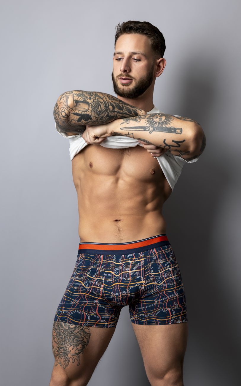 Male Power Soo Cumfy Boxer Brief in Navy/Orange – men's trunks