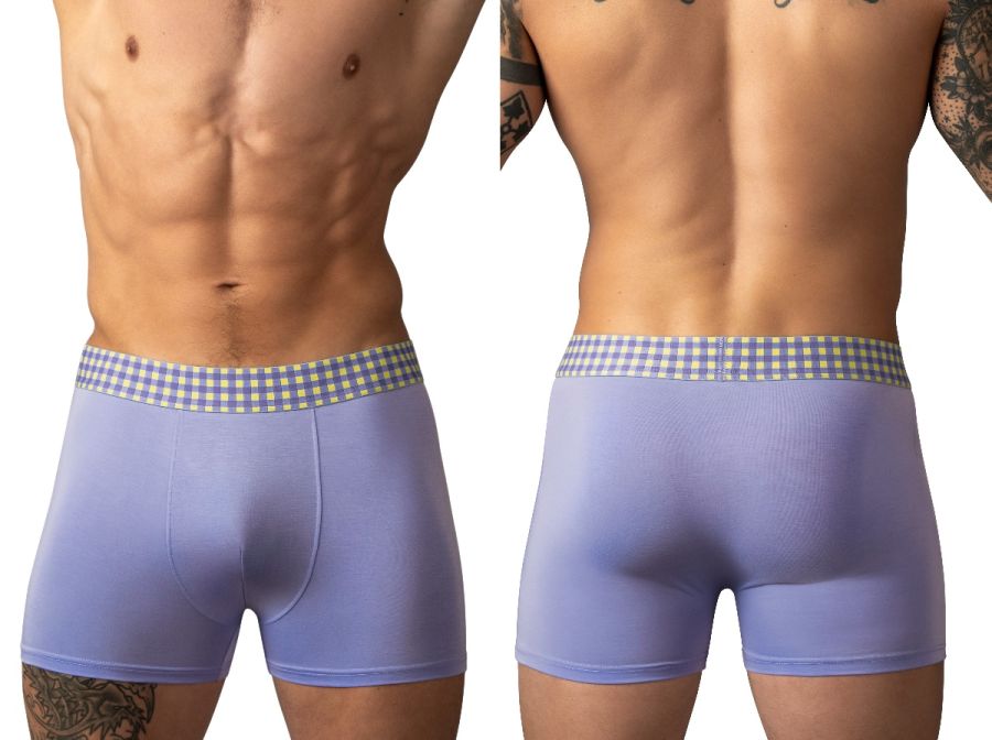 Male Power 161-306 So Comfy Gingham in Purple Men's Boxer Brief in Purple – men's boxer briefs