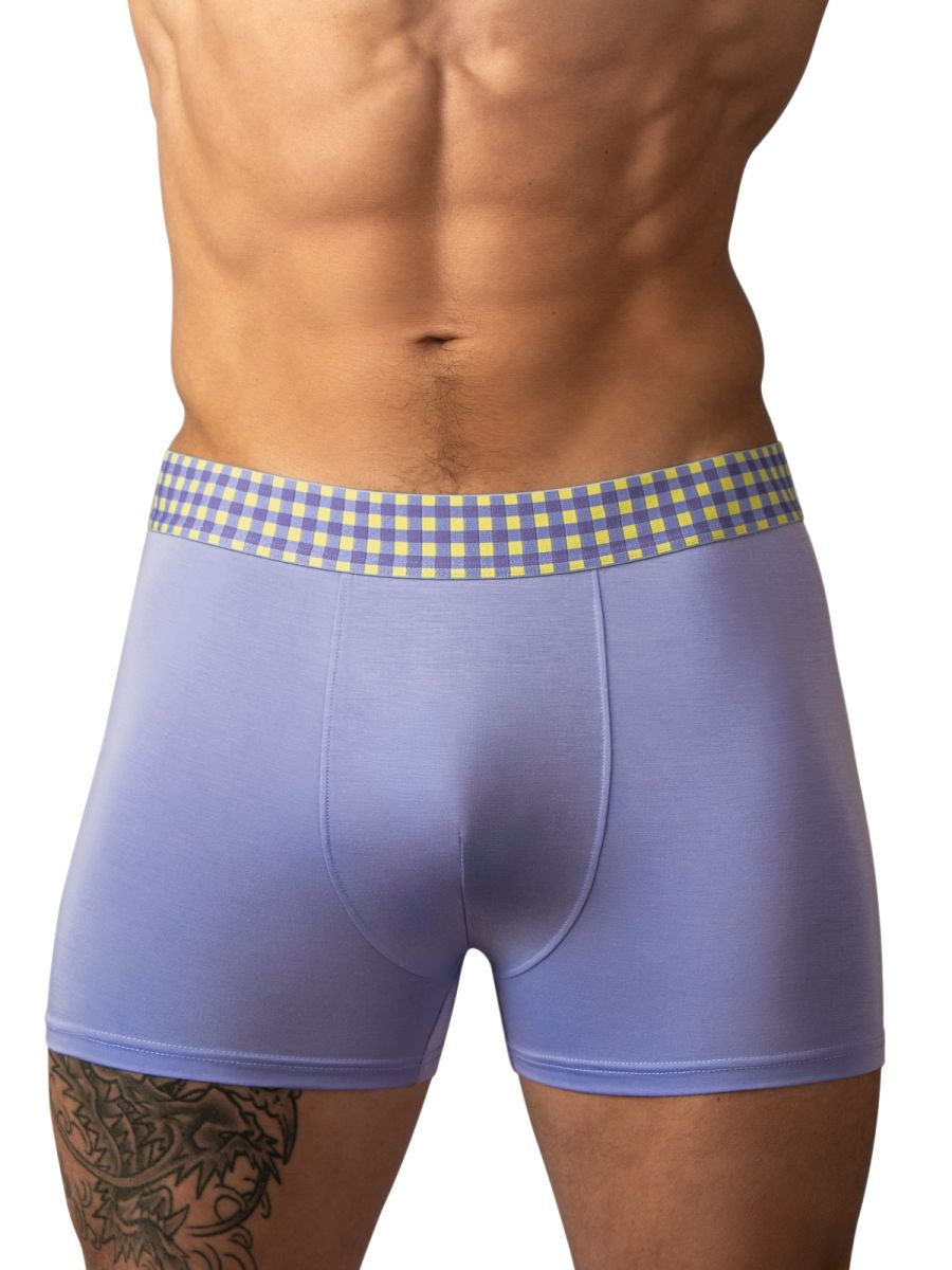 Male Power 161-306 So Comfy Gingham in Purple Men's Boxer Brief in Purple – men's boxer briefs
