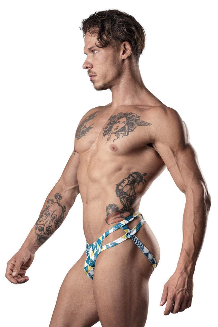 Male Power Cut It Out Cut Out Moonshine in Blue/Green/White – men's jockstraps
