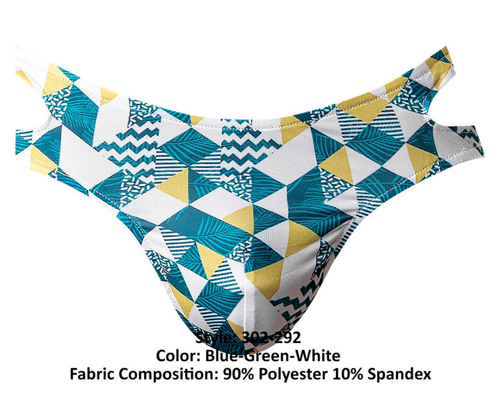 Male Power Cut It Out Cut Out Moonshine in Blue/Green/White – men's jockstraps