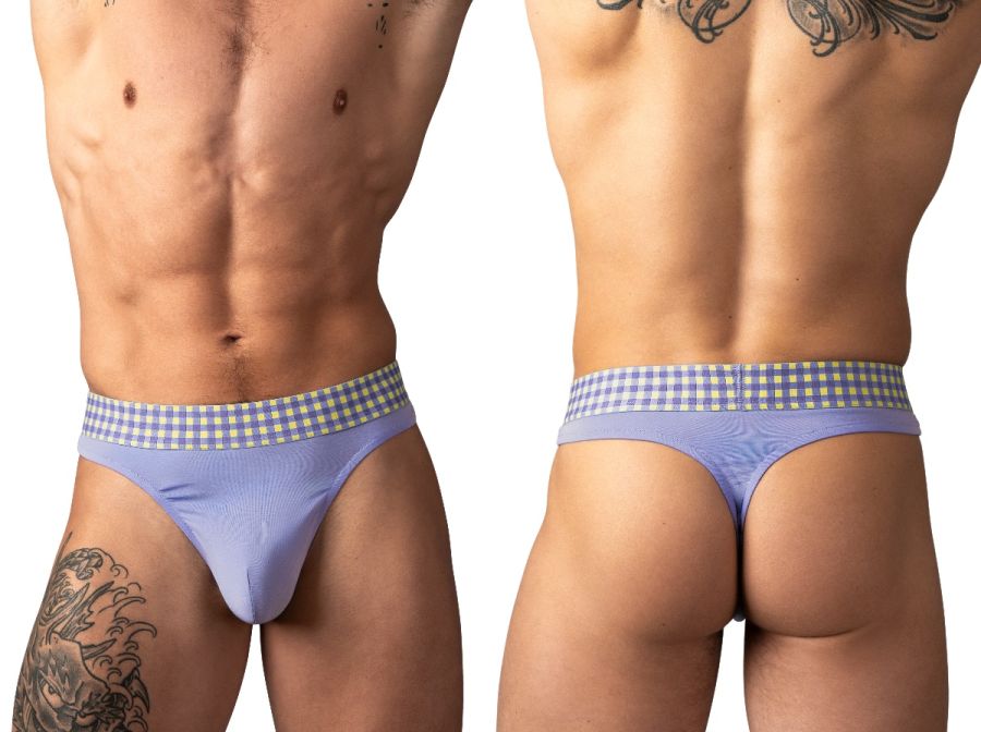 Male Power So Comfy Gingham Thong Men's Thong in Purple – men's thongs