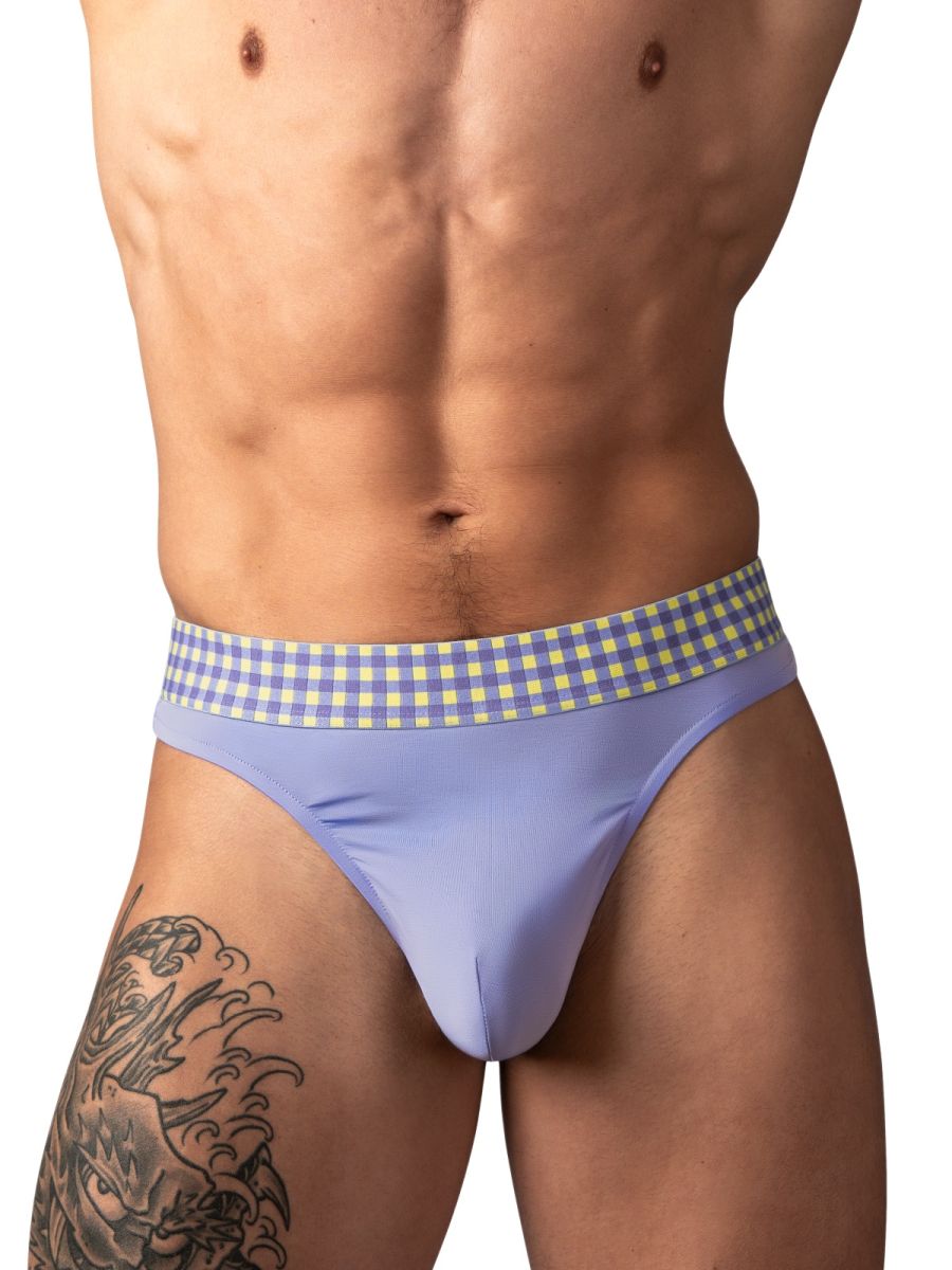 Male Power So Comfy Gingham Thong Men's Thong in Purple – men's thongs