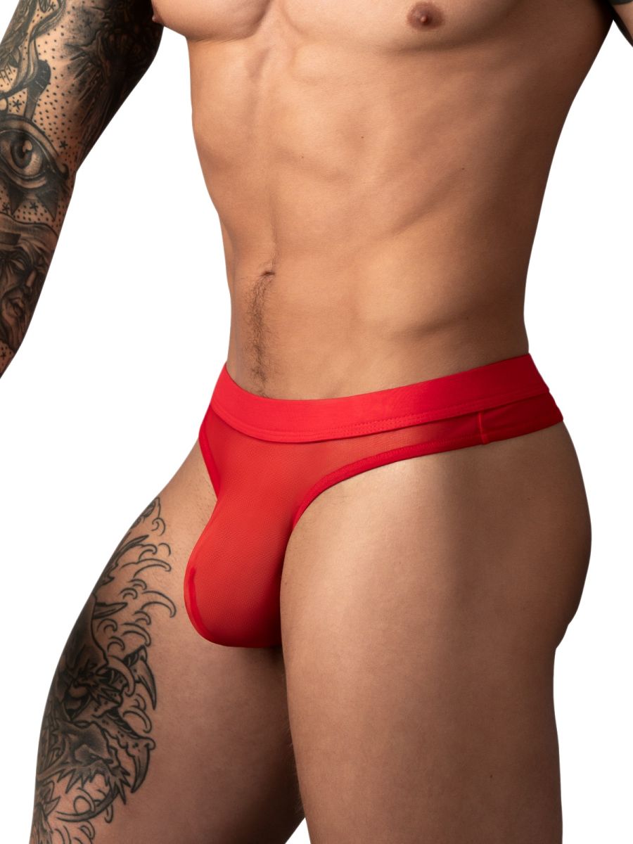 Male Power Mesh 2 Bong Thong Men's Thong in Red – men's thongs