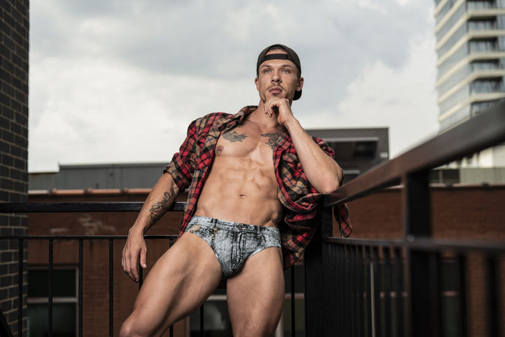 Male Power 486-286 Dirty Denim Men's Bikini Brief in Denim Print – men's briefs