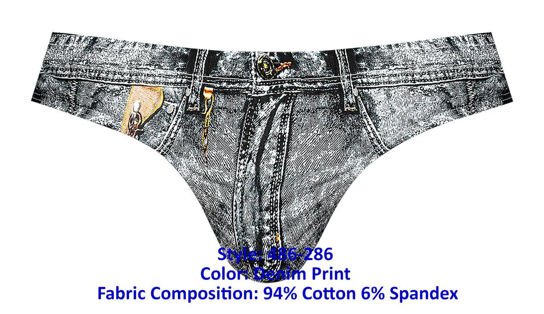 Male Power 486-286 Dirty Denim Men's Bikini Brief in Denim Print – men's briefs