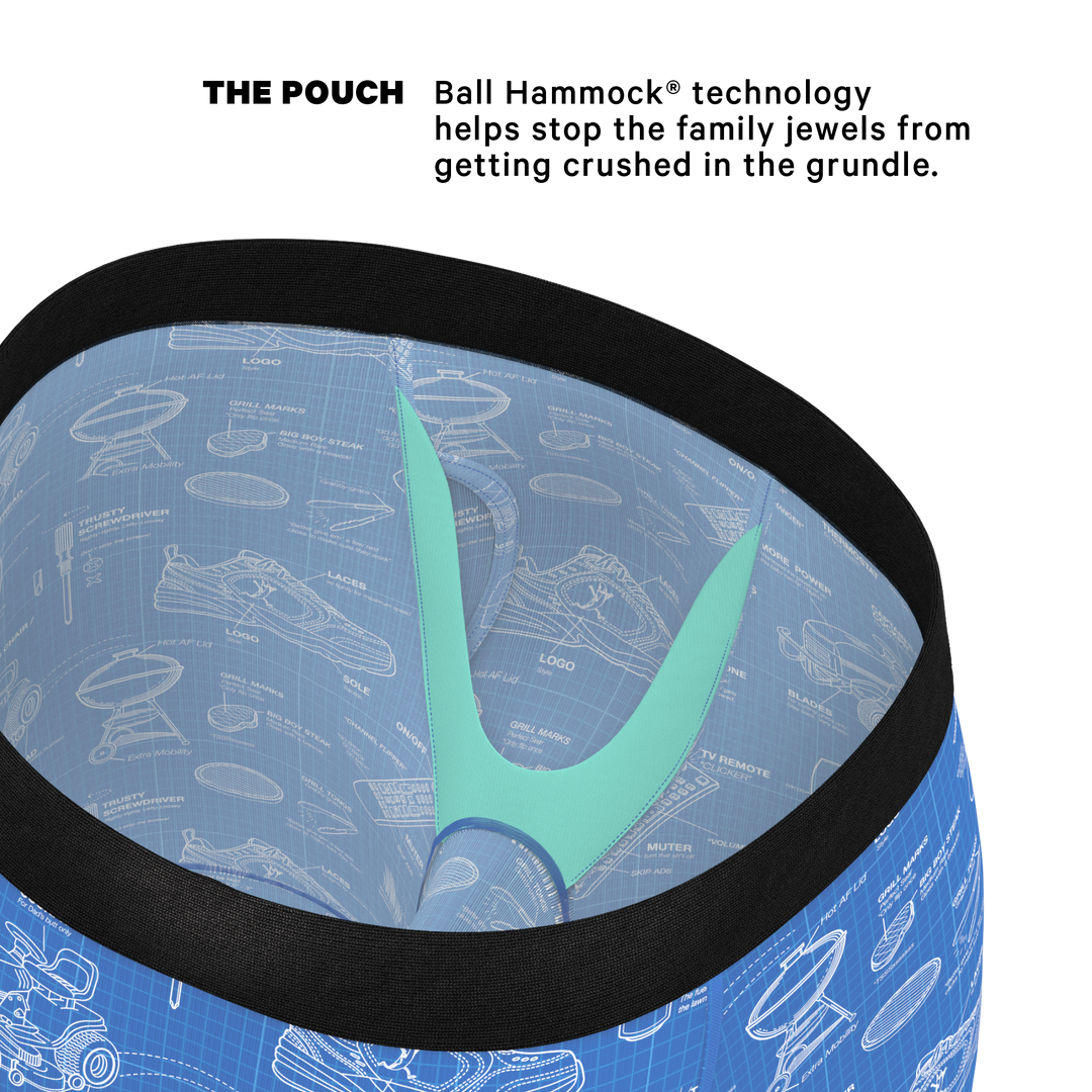 Shinesty "The Man With A Plan" Blueprint Long Leg Ball Hammock® Pouch Underwear With Fly