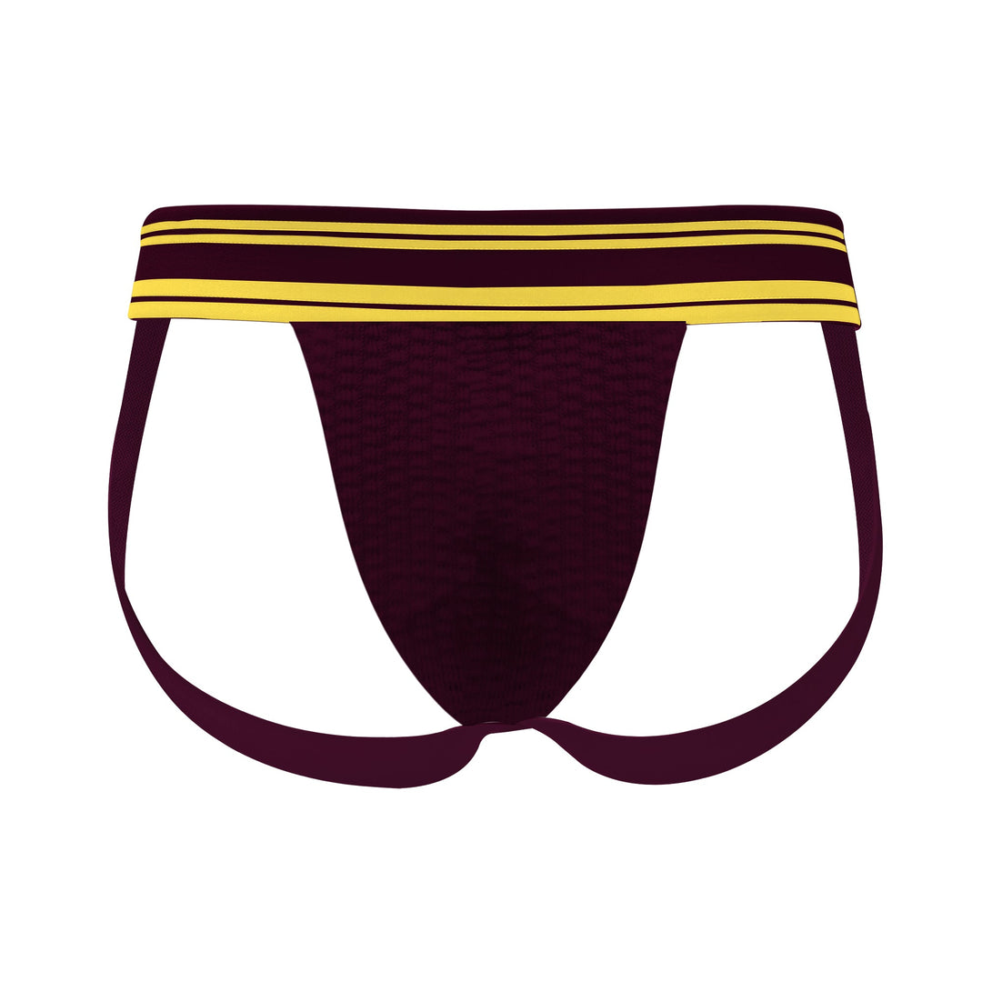 HisJock Core Jock in Cabernet 2 inch waistband – men's classic athletic jockstrap deep red