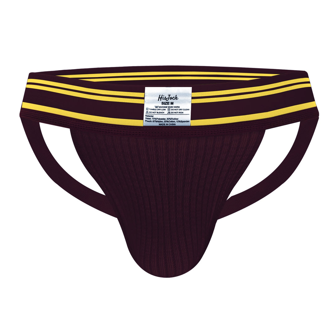 HisJock Core Jock in Cabernet 2 inch waistband – men's classic athletic jockstrap deep red