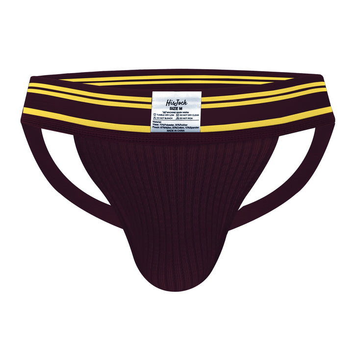 HisJock Core Jock in Cabernet 2 inch waistband – men's classic athletic jockstrap deep red