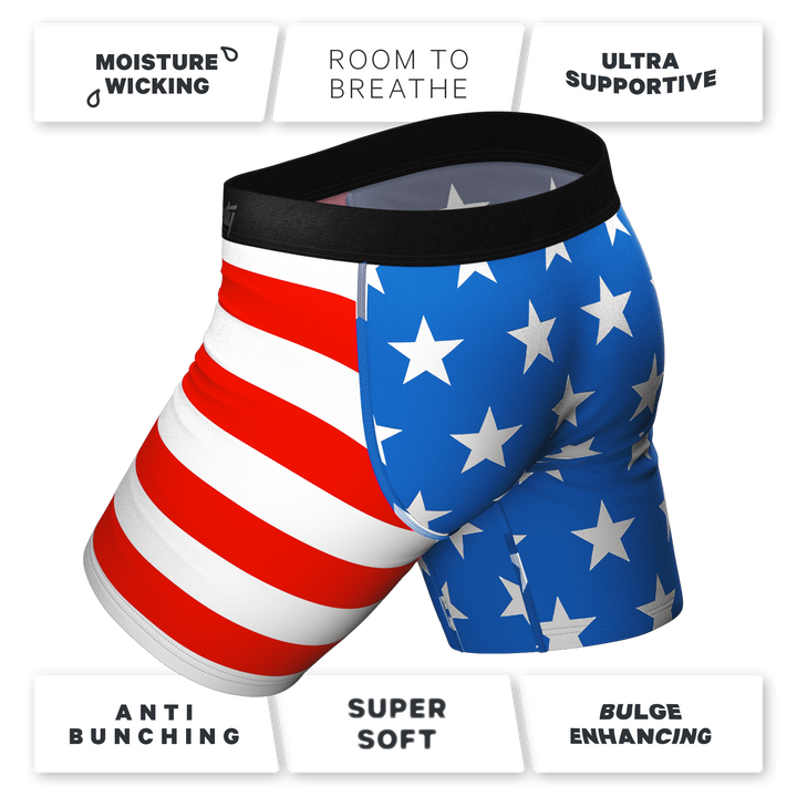 The Mascot | American Flag Long Leg Ball Hammock® Pouch Underwear With Fly