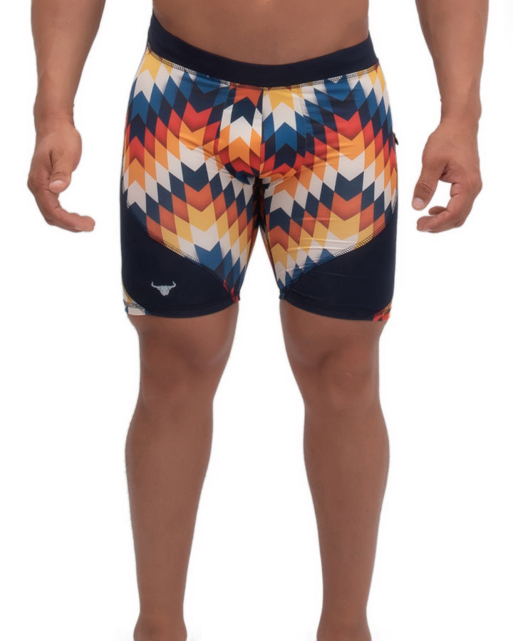 Matador Meggings Arrow men's compression shorts – bold print squat-proof hybrid shorts