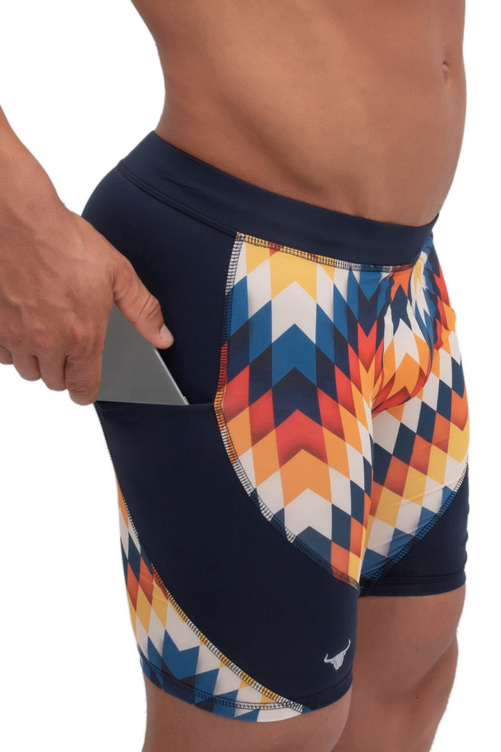 Matador Meggings Arrow men's compression shorts – bold print squat-proof hybrid shorts