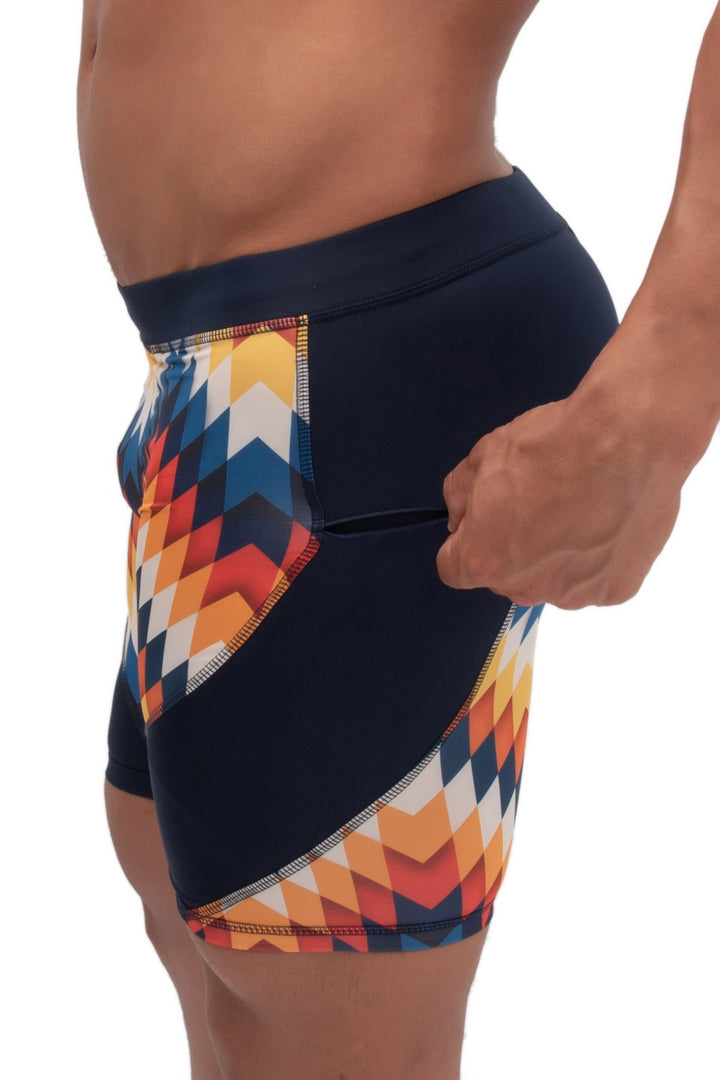Matador Meggings Arrow men's compression shorts – bold print squat-proof hybrid shorts