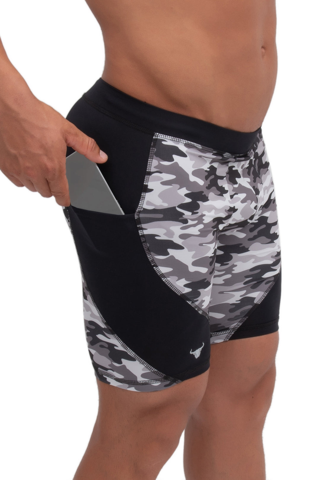 Matador Meggings Gray Camo men's compression shorts – urban camo squat-proof hybrid shorts