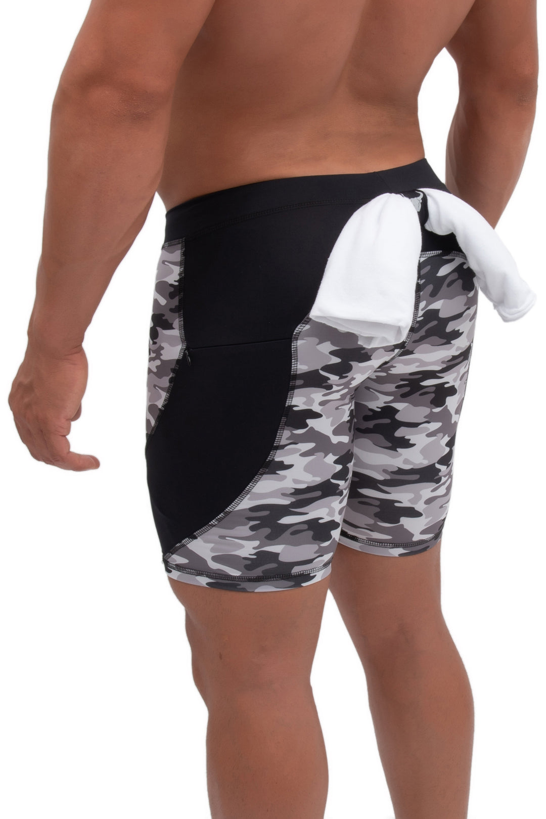 Matador Meggings Gray Camo men's compression shorts – urban camo squat-proof hybrid shorts