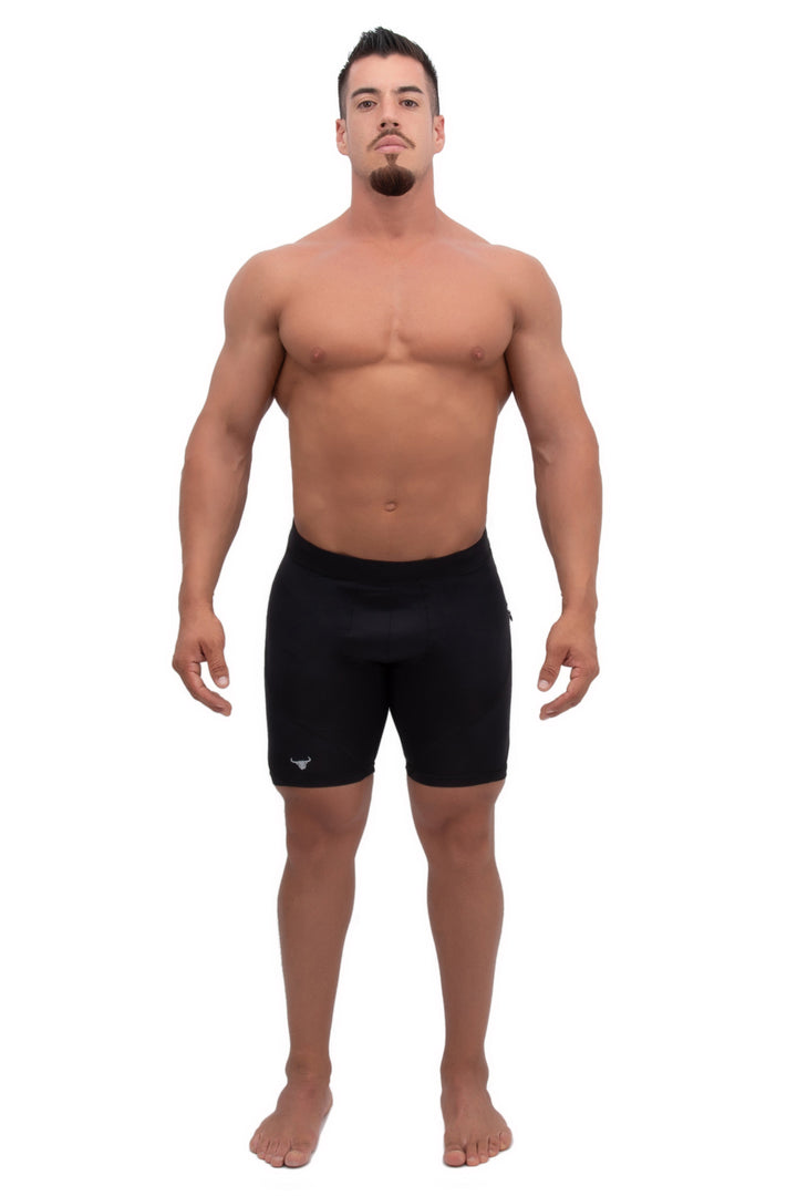 Matador Meggings Black/Black men's compression shorts – all-black stealth squat-proof hybrid shorts