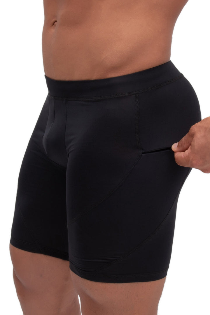 Matador Meggings Black/Black men's compression shorts – all-black stealth squat-proof hybrid shorts
