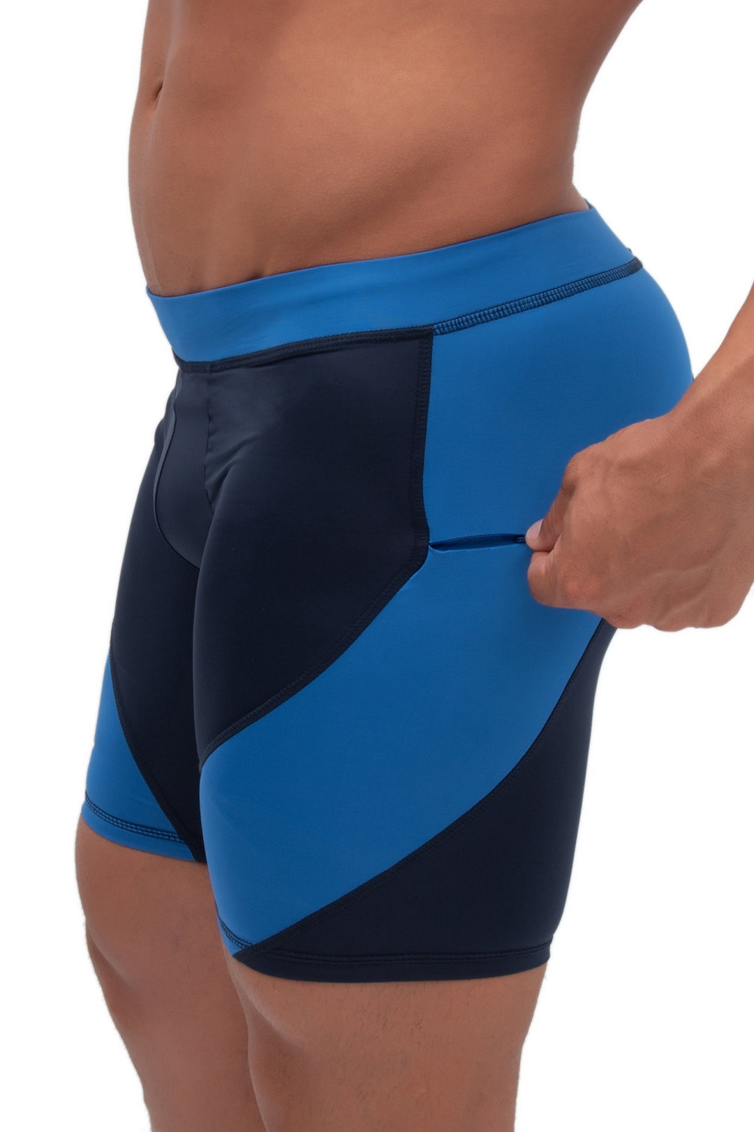 Matador Meggings Navy/Blue men's compression shorts – two-tone navy squat-proof hybrid shorts