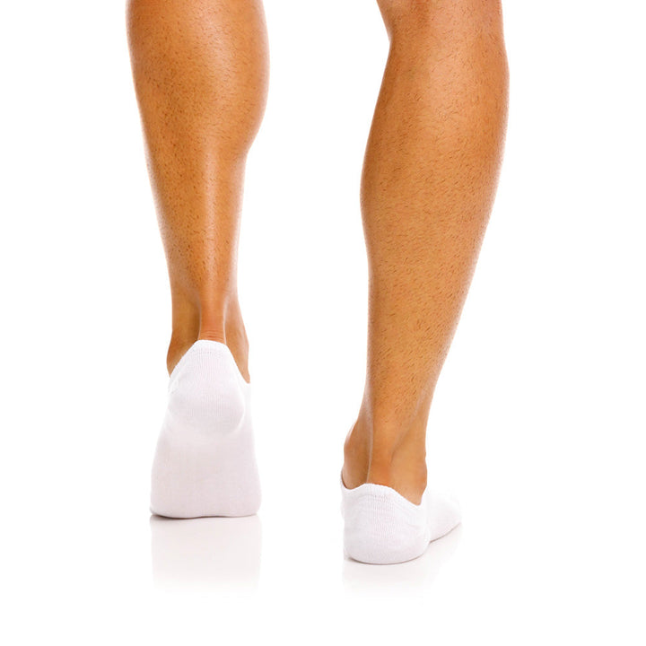 Mundo Unico men's white no-show cotton socks Vaho with logo detail – side view