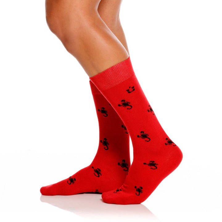 Mundo Unico Alacran casual socks in red – modal scorpion mini-print bold novelty socks
