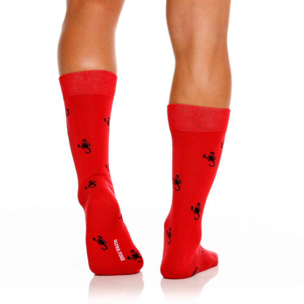 Mundo Unico Alacran casual socks in red – modal scorpion mini-print bold novelty socks