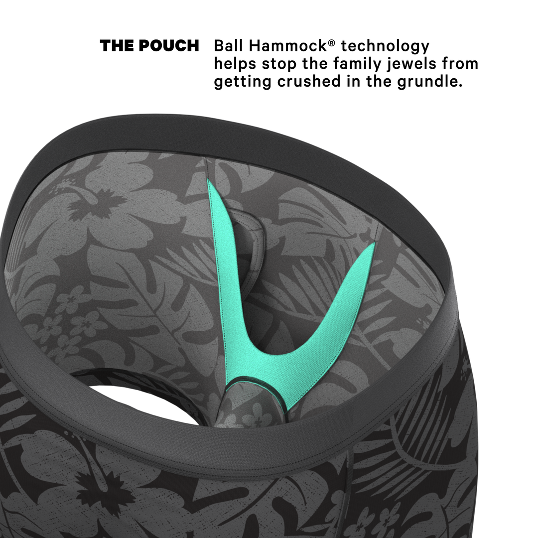 Shinesty The Midnight Flora Black Tonal Tropical Ball Hammock® Pouch Boxer Briefs with Fly